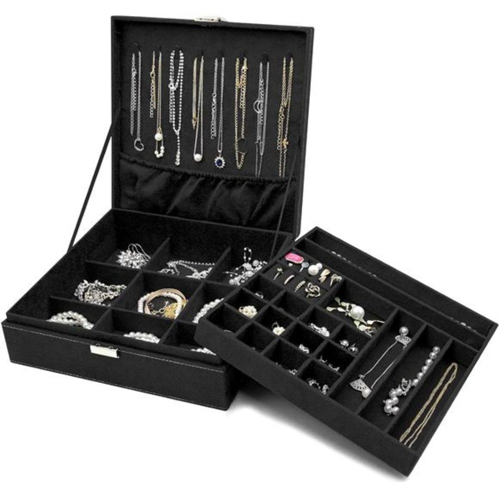 Jewelry Box Organizer for Women Girls, Two Layer Jewelry Display Storage Holder